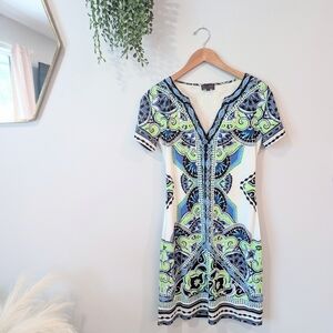 Hale Bob Blue and Green Mini Dress